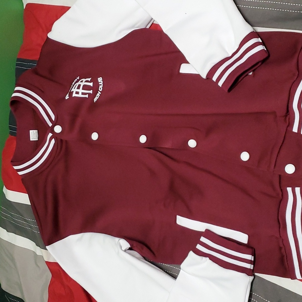 Burgundy red baseball/Varsity style jacket. XL